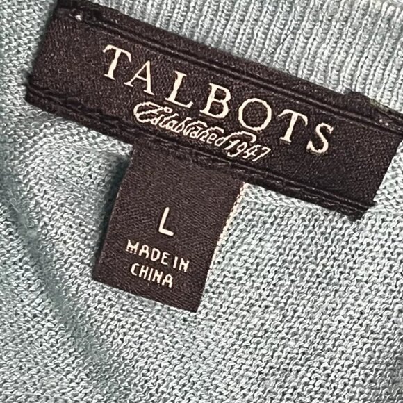 Talbots Cardigan Sweater L Linen Cotton Blend Half Sleeve Ruffle Button Front - Picture 6 of 7